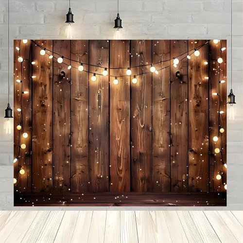 Einer hölzernen Bauernhaus-Hintergrundwand mit Glühlampe und Polyesterfaserflagge, die für Partys und Geburtstage verwendet Wird 240cmx180cm Einer hölzernen Bauernhaus-Hintergrundwand mit Glühlampe und Polyesterfaserflagge, die für Partys und Geburtstage verwendet Wird 240cmx180cm von ShaHxczkzsL