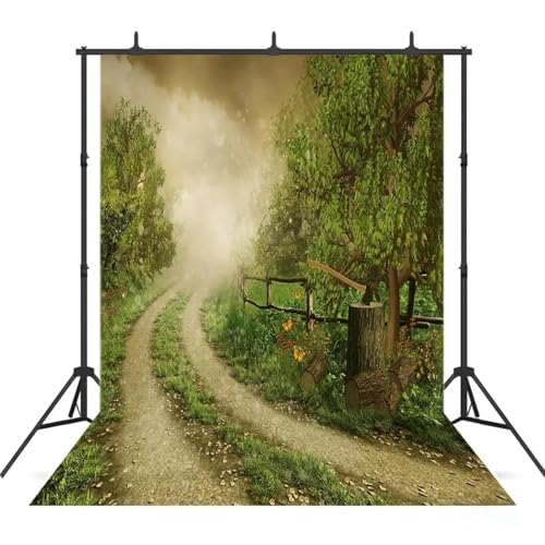 Fantasie Verträumter Dschungelpfad Fotografie-Hintergrund, Vinyl-Hintergrund für Porträt, Kinder, Puppen, Photozone, Spielen, Bühnenshow 150cmx100cm von ShaHxczkzsL