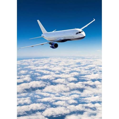 Flugzeug Weiß Wolken Himmel Fotografischen Hintergrund Vinyl Tuch Fond Hintergrund Foto Studio für Kinder Baby Porträt Photophone 210cmx150cm von ShaHxczkzsL