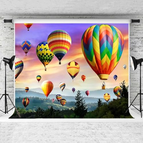Heißluftballon-Hintergrund, Vinyl, bunter Regenbogenhimmel, romantische Berge, Fotografie-Hintergrund, Reise-Party-Dekor-Banner 150cmx100cm Heißluftballon-Hintergrund, Vinyl, bunter Regenbogenhimmel, romantische Berge, Fotografie-Hintergrund, Reise-Party-Dekor-Banner 150cmx100cm von ShaHxczkzsL