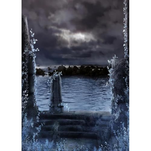 Seaside Gothic Halloween Fotografische Hintergründe Photophone Vinyl Kulissen für Fotostudio für Kinder Porträt Photocall 210cmx150cm von ShaHxczkzsL