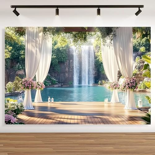 Wasserfall- und Poollandschafts-Hintergrundstoff, geeignet für Weihnachten, Frühling, Sommer, Herbst, Grillen im Freien 240cmx180cm Wasserfall- und Poollandschafts-Hintergrundstoff, geeignet für Weihnachten, Frühling, Sommer, Herbst, Grillen im Freien 240cmx180cm von ShaHxczkzsL