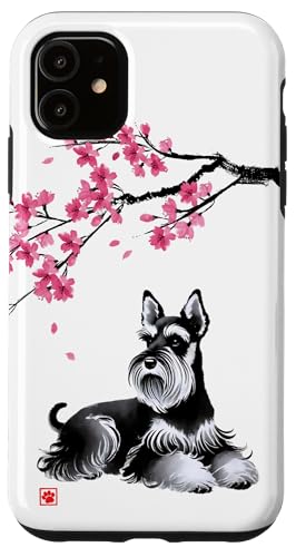 Japanischer Sumi-e Schnauzer Hund Sakura Kirschblüten Hülle für iPhone 11 Japanischer Sumi-e Schnauzer Hund Sakura Kirschblüten Hülle für iPhone 11 von Shadoori Fashion - Sumi-e Ink Japanese Aesthetic