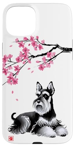 Japanischer Sumi-e Schnauzer Hund Sakura Kirschblüten Hülle für iPhone 15 Plus Japanischer Sumi-e Schnauzer Hund Sakura Kirschblüten Hülle für iPhone 15 Plus von Shadoori Fashion - Sumi-e Ink Japanese Aesthetic