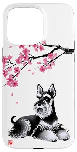 Japanischer Sumi-e Schnauzer Hund Sakura Kirschblüten Hülle für iPhone 15 Pro Max Japanischer Sumi-e Schnauzer Hund Sakura Kirschblüten Hülle für iPhone 15 Pro Max von Shadoori Fashion - Sumi-e Ink Japanese Aesthetic