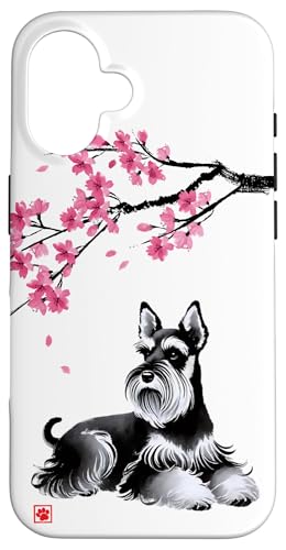 Japanischer Sumi-e Schnauzer Hund Sakura Kirschblüten Hülle für iPhone 16 Japanischer Sumi-e Schnauzer Hund Sakura Kirschblüten Hülle für iPhone 16 von Shadoori Fashion - Sumi-e Ink Japanese Aesthetic