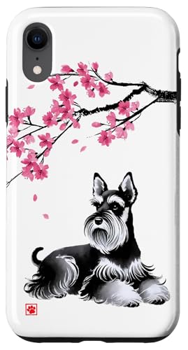 Japanischer Sumi-e Schnauzer Hund Sakura Kirschblüten Hülle für iPhone XR Japanischer Sumi-e Schnauzer Hund Sakura Kirschblüten Hülle für iPhone XR von Shadoori Fashion - Sumi-e Ink Japanese Aesthetic