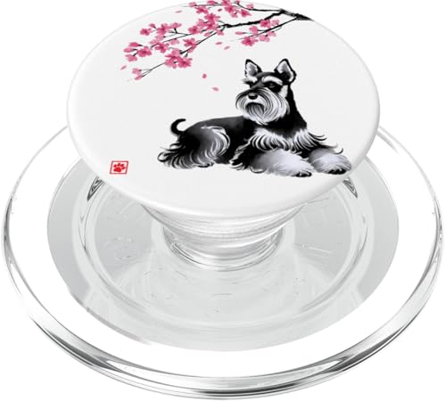 Japanischer Sumi-e Schnauzer Hund Sakura Kirschblüten PopSockets PopGrip für MagSafe Japanischer Sumi-e Schnauzer Hund Sakura Kirschblüten PopSockets PopGrip für MagSafe von Shadoori Fashion - Sumi-e Ink Japanese Aesthetic