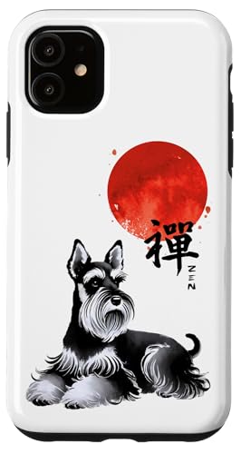 Zen Schnauzer Hund mit roter Sonne Kalligraphie Kunst Hülle für iPhone 11 Zen Schnauzer Hund mit roter Sonne Kalligraphie Kunst Hülle für iPhone 11 von Shadoori Fashion - Sumi-e Ink Japanese Aesthetic