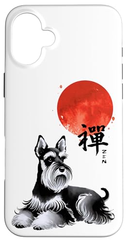 Zen Schnauzer Hund mit roter Sonne Kalligraphie Kunst Hülle für iPhone 16 Plus Zen Schnauzer Hund mit roter Sonne Kalligraphie Kunst Hülle für iPhone 16 Plus von Shadoori Fashion - Sumi-e Ink Japanese Aesthetic