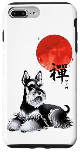 Zen Schnauzer Hund mit roter Sonne Kalligraphie Kunst Hülle für iPhone 7 Plus/8 Plus von Shadoori Fashion - Sumi-e Ink Japanese Aesthetic