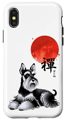 Zen Schnauzer Hund mit roter Sonne Kalligraphie Kunst Hülle für iPhone X/XS Zen Schnauzer Hund mit roter Sonne Kalligraphie Kunst Hülle für iPhone X/XS von Shadoori Fashion - Sumi-e Ink Japanese Aesthetic
