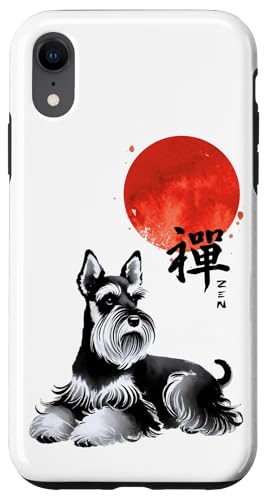 Zen Schnauzer Hund mit roter Sonne Kalligraphie Kunst Hülle für iPhone XR Zen Schnauzer Hund mit roter Sonne Kalligraphie Kunst Hülle für iPhone XR von Shadoori Fashion - Sumi-e Ink Japanese Aesthetic