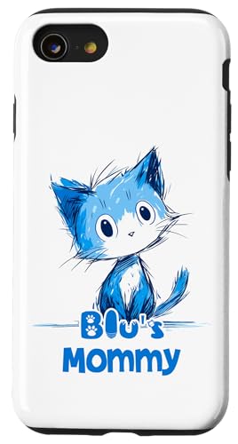 Lustiges blaues Katzen-Design für Blu Mommy Hülle für iPhone SE (2020) / 7 / 8 von ShadowPanda Apparel