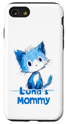 Lustiges blaues Katzen-Design für Luna Mommy Hülle für iPhone SE (2020) / 7 / 8 von ShadowPanda Apparel