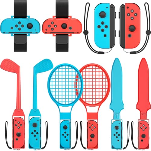Shadowin Switch Sport Zubehör Set für Nintendo Switch/OLED-Spiele, Switch-Sportspiele-Zubehör-Kit, Family-Party-Pack-Spielzubehör-Set für Switch-OLED-Sportspiele (Blau und Rot) von Shadowin