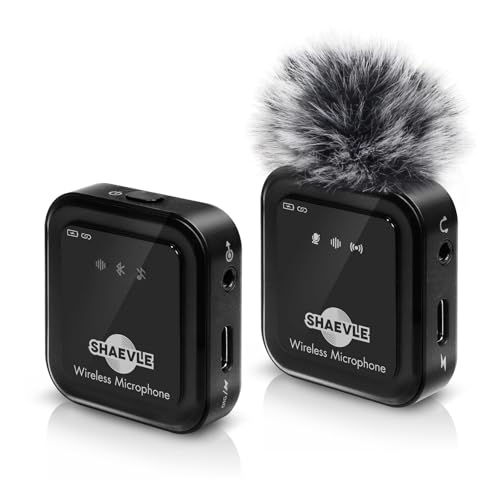 Shaevle Drahtloses Lavalier-Mikrofon mit Echtzeit-/Publikumsüberwachung, Audio-Ducking, Begleitung, Hall, Stummschaltung, Rauschunterdrückung - Mini-Ansteckmikrofon mit Bluetooth für Smartphone,PC von Shaevle
