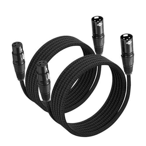 Shaevle Mikrofonkabel XLR Stecker auf XLR Busche Kabel Schwarz (3M) Kompatibel mit Mikrofone oder andere Studio Ausrüstung an einen PA, Mischpult oder Aktivlautsprecher,2 Pack von Shaevle