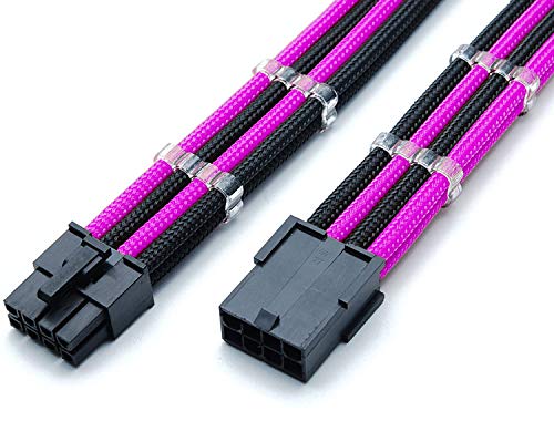 8-poliges PCIE-GPU-Grafikkarten-Verlängerungskabel, ummantelt, 30 cm, mit 2 transparenten Kabelkämmen 8-poliges PCIE-GPU-Grafikkarten-Verlängerungskabel, ummantelt, 30 cm, mit 2 transparenten Kabelkämmen von Shakmods