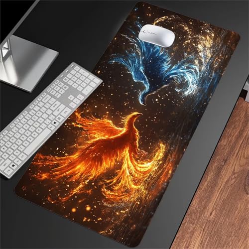 Gaming Mauspad Groß Mousepad 1200x600x2mm Gelb Blauer Phönix Mauspad XXL mit Rutschfester Basis Waschbares Schreibtischunterlage für Zuhause, Büro, Gamer Gaming Mauspad Groß Mousepad 1200x600x2mm Gelb Blauer Phönix Mauspad XXL mit Rutschfester Basis Waschbares Schreibtischunterlage für Zuhause, Büro, Gamer von ShangShengzi