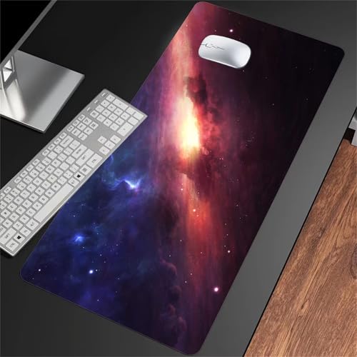 Gaming Mauspad XXL 900x300x3mm Mauspad Große Waschbares Schreibtischunterlage mit Einer speziellen Oberfläche Verbessert Präzision und Geschwindigkei (Rotes Universum) von ShangShengzi