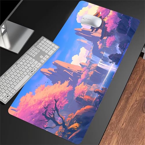ShangShengzi Gaming Mauspad XXL 1000x500x3mm Mauspad Große Waschbares Schreibtischunterlage mit Einer speziellen Oberfläche Verbessert Präzision und Geschwindigkei (Baum Gebirge Wasserfall) von ShangShengzi