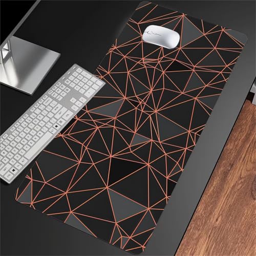 ShangShengzi Gaming Mauspad XXL 700x400x2mm Mauspad Große Waschbares Schreibtischunterlage mit Einer speziellen Oberfläche Verbessert Präzision und Geschwindigkei (Schwarz Orange Geometrie) von ShangShengzi