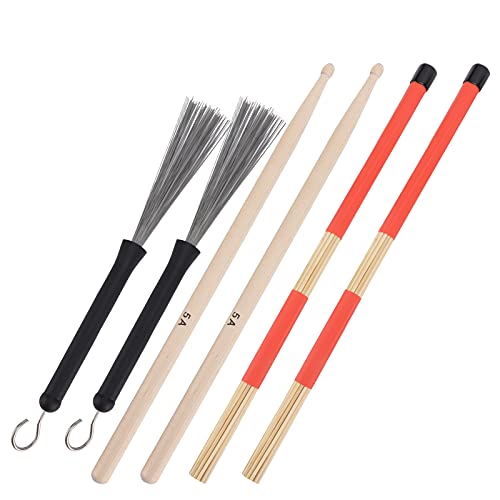 Drum Sticks Set, Edelstahl Drum Stick Brush Sticks für Rockbands für Schlagzeuger von Shanrya