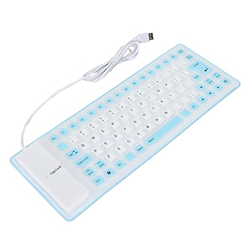Faltbare Silikontastatur, Stummschalttaste mit USB-Kabel Silikontastatur Leicht tragbar für PC-Notebook(Blau) von Shanrya