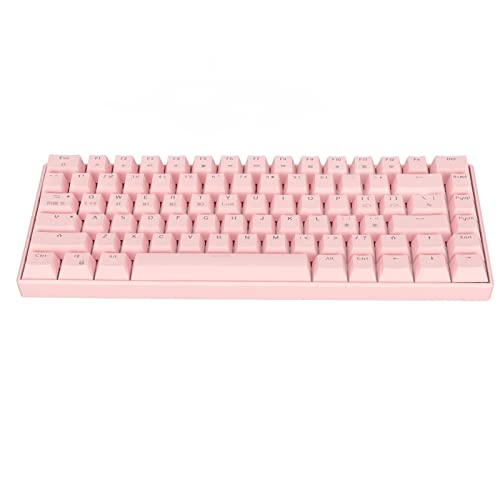 Mechanische Tastatur, Pink Ergonomisches Design 82 Tasten 3 Verbindungsmodi Hintergrundbeleuchtung der Computertastatur Brauner Schalter von Shanrya
