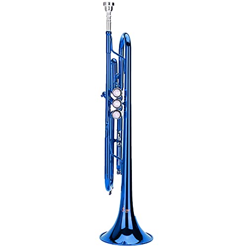 Messing Trompete, schöne Erscheinung Trompete, für Weihnachtsgeschenke Instrumentenliebhaber(Blau) von Shanrya