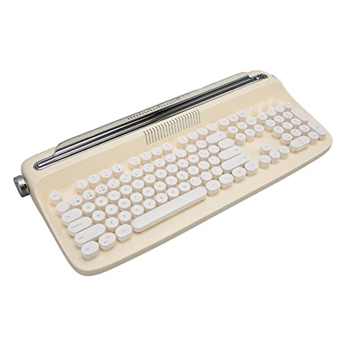 Shanrya BT-Tastatur, 33 Fuß, Runde Tasten, Retro-Stil, 104 Tasten, Laptop-Schreibmaschinentastatur (Gelb) von Shanrya