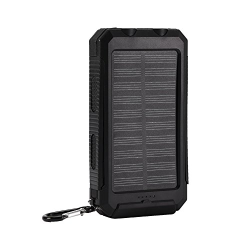 Shanrya Ladegerät Power Bank, Solar Power Bank mit Langer Nutzungsdauer für unterwegs zum Schnellladen im Freien für den Sport(Schwarz+Schwarz) von Shanrya