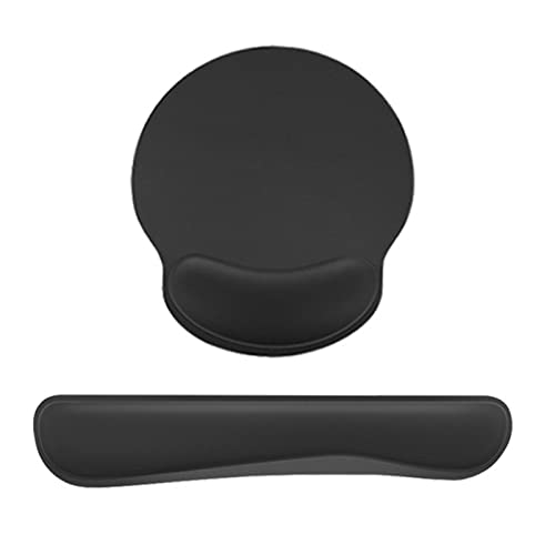 Tastatur-Mauspad-Set, Schwarze, Weiche Gummiunterseite, Tastatur-Handgelenkauflage, Leicht für Arbeiter für Spiele von Shanrya