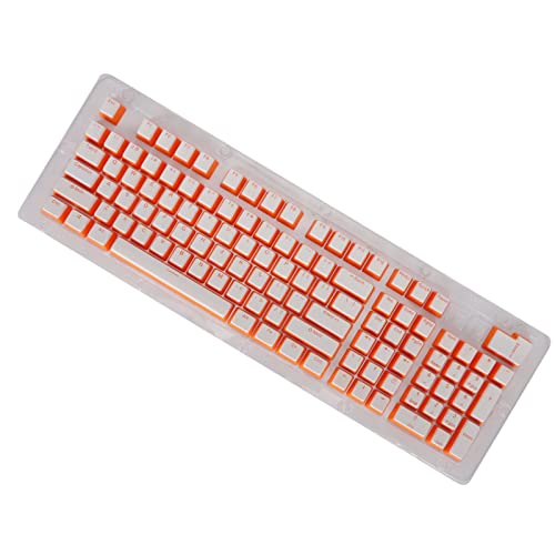 Tastatur-Tastenkappen, OEM-Höhen-Tastenkappen FOS Step Exquisite Verarbeitung Ergonomisches Design für die meisten mechanischen Tastaturen(Weiß-orange-rotes Wort) von Shanrya