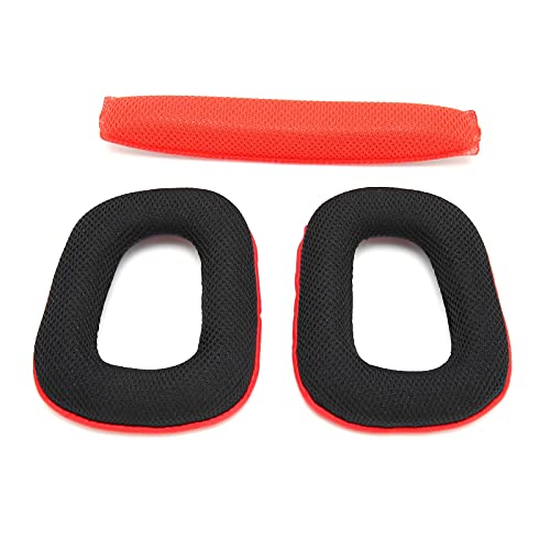 Voluxe Kopfhörer Ohrpolster Kopfband, ergonomisch Ohrpolster Kopfband Set Hohe Elastizität Weichheit Komfortabel für Logitech G930 Kopfhörer(rot) von Shanrya