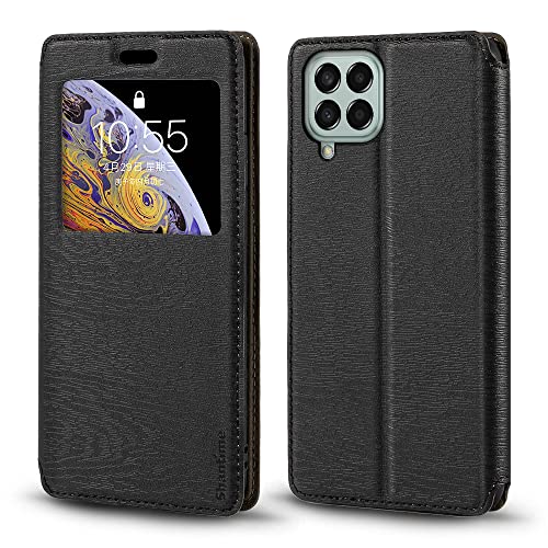 Für Samsung Galaxy M33 5G Hülle, Holzmaserung Leder Hülle mit Kartenfach und Fenster, Magnet Flip Cover für Samsung Galaxy M33 5G (6,6 Zoll) von Shantime