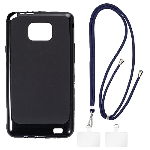 Shantime Samsung Galaxy S2 i9100 Hülle + Universal-Handy-Lanyards, Hals-/Umhänge-/Handschlaufe [Anti-Rutsch] Weiche Silikon-TPU-Schutzhülle Bumper Shell für Samsung Galaxy S2 i9100 (4.3”) von Shantime