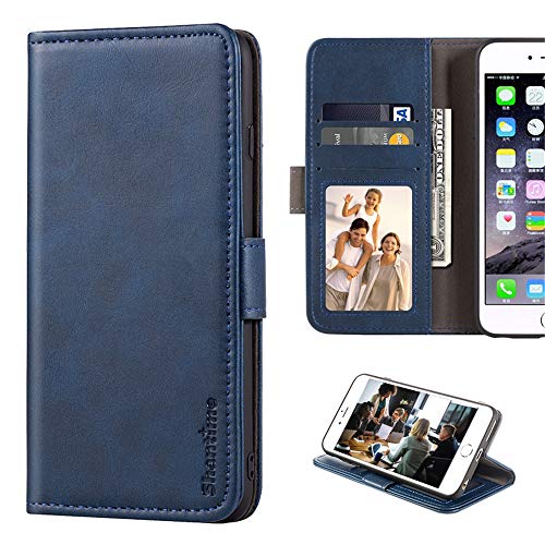 Shantime Schutzhülle für Cubot Note 50, Leder, Brieftaschen-Hülle mit Bargeld- und Kartenfächern, weiche TPU-Rückseite, Magnet-Klapphülle für Cubot Note 50 (6,5 Zoll), Blau von Shantime