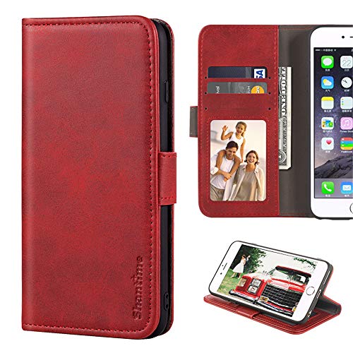 Shantime für IIIF150 Raptor Hülle, Leder Wallet Case mit Bargeld & Kartenfächern Weiche TPU Back Cover Magnet Flip Case für IIIF150 Raptor (6,8 Zoll) Rot von Shantime