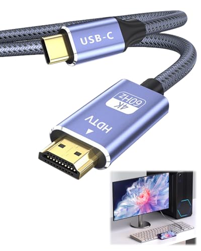 Sharelove USB-C-auf-HDMI-Kabel, 4K @ 60Hz, praktischer Thunderbolt 4/3 Typ C auf HDMI-Adapter für MacBook Air/Pro XPS iPad Pro/Air/Mini Surface Pro, iPhone 16, 15, Samsung S22/S23 und mehr (2 m) von Sharelove