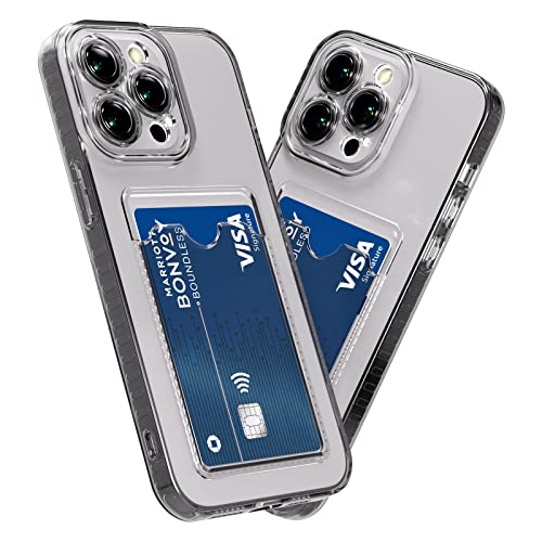 SharkProten Hülle Displayschutzfolie für iPhone 15 Handyhülle mit Kartenschlitz & Kameraschutzfolie Transparent TPU Silikon Weich Stoßfest Bumper Case Cover 6,1 Zoll von SharkProten