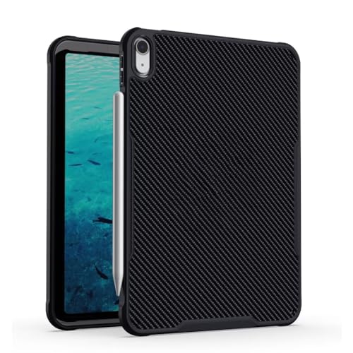 SharkProten Hülle für iPad mini 6 (8.3 inch), Kohlefaser Hülle Dünne Tablet Schutzhülle Stoßfest Rundumschutz,Transparentes Schwarz von SharkProten