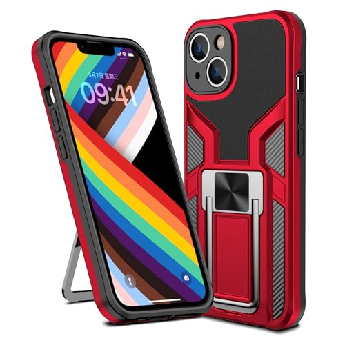 SharkProten Hülle für iPhone 14 Plus Stoßfeste Flexibel Handy Tasche Bumper Schutzhülle Ringhalter Ständer Robuste Case Cover mit Magnetverschluss, Rot SharkProten Hülle für iPhone 14 Plus Stoßfeste Flexibel Handy Tasche Bumper Schutzhülle Ringhalter Ständer Robuste Case Cover mit Magnetverschluss, Rot von SharkProten