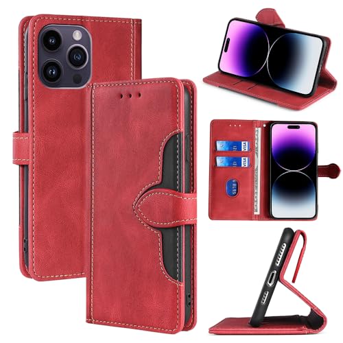 SharkProten iPhone 11 Handyhülle PU Lederhülle mit Kartenfach Magnetverschluss, Hülle für iPhone 11 RFID Schutzhülle Klapphülle Wallet Case Cover, Rot von SharkProten