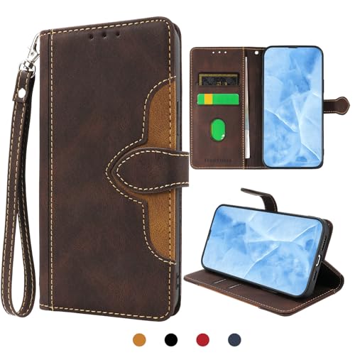 SharkProten iPhone 12/12 Pro Handyhülle PU Lederhülle mit Kartenfach Magnetverschluss, Hülle für iPhone 12/12 Pro RFID Schutzhülle Klapphülle Wallet Case Cover, Braun von SharkProten