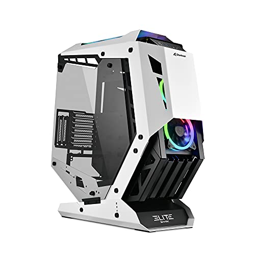 Sharkoon Elite Shark CA700, massives Design-PC-Gehäuse, ARGB, PCIe-Riser-Kabel zur vertikalen Grafikkartenmontage (Dual/Triple-Slot kompatibel) inklusive Schwarz/Weiß Extra groß von Sharkoon