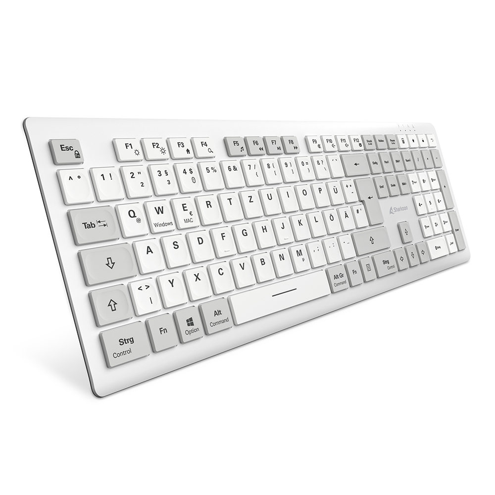 Sharkoon OfficePal K30W Tastatur - kabellose Office Tastatur mit leisen Scissor-Schaltern, 110 Stunden Akku-Laufzeit, Kompatibel mit Windows und macOS von Sharkoon