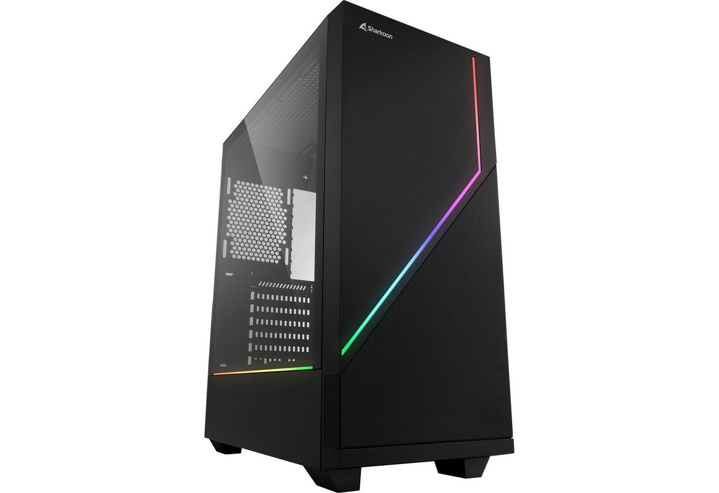 Sharkoon PC-Gehäuse Sharkoon RGB FLOW, Tower-Gehäuse, (Seitenteil aus Sharkoon PC-Gehäuse Sharkoon RGB FLOW, Tower-Gehäuse, (Seitenteil aus von Sharkoon