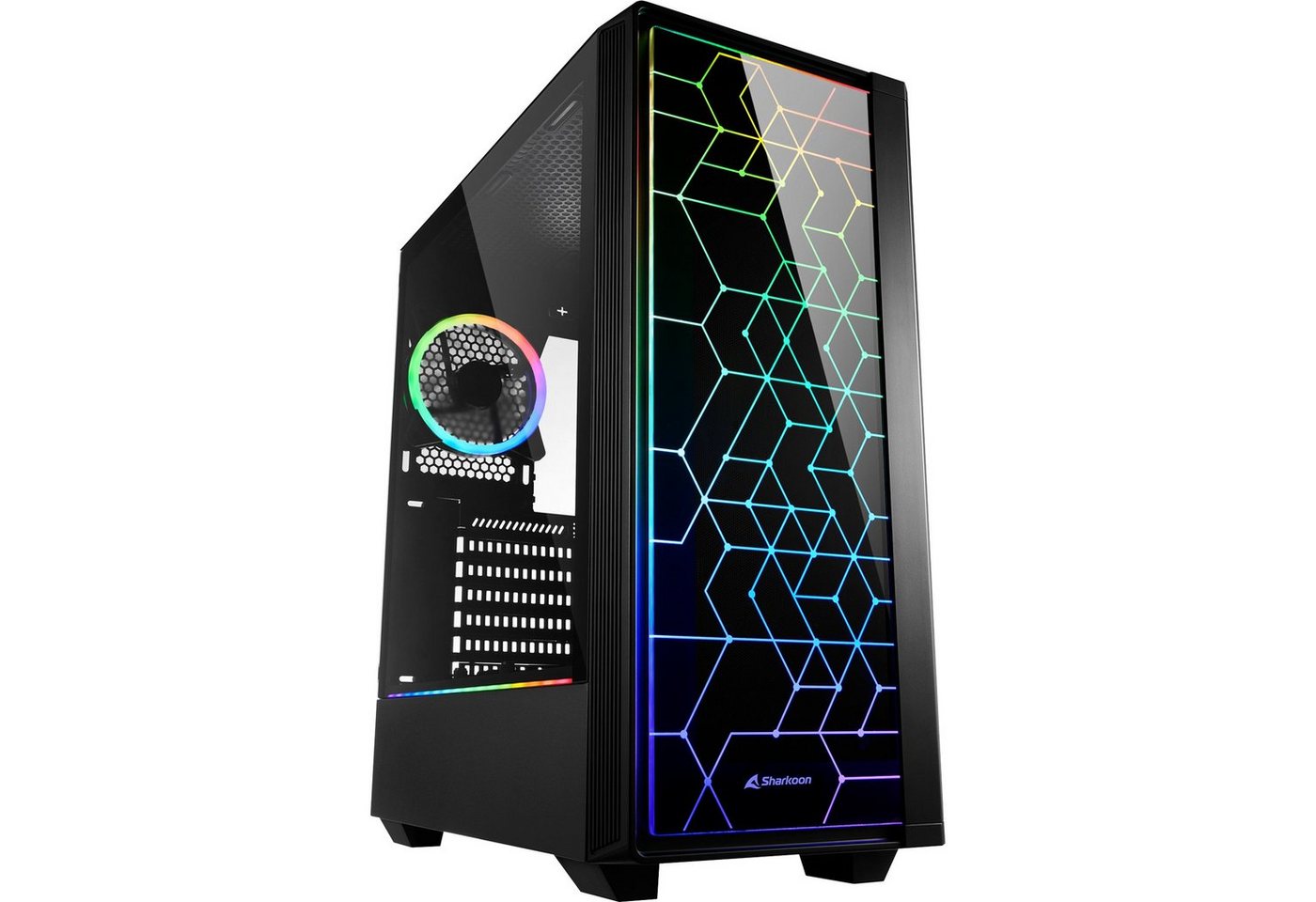 Sharkoon PC-Gehäuse Sharkoon RGB LIT 100, Tower-Gehäuse, (Front und Sharkoon PC-Gehäuse Sharkoon RGB LIT 100, Tower-Gehäuse, (Front und von Sharkoon